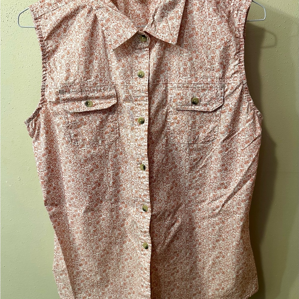 Floral Sleeveless Button-Down Shirt